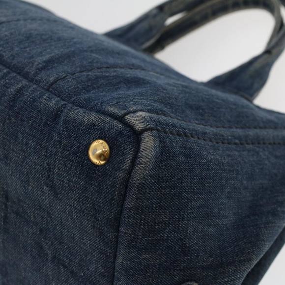 PRADA Canapa Hand Bag Canvas Blue Auth 47694 - Picture 15 of 16